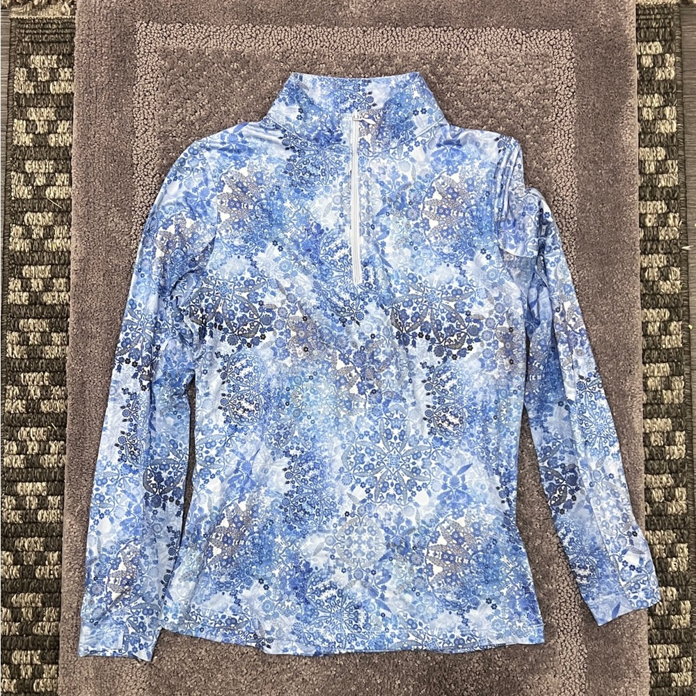 Gottex Women's Long Sleeve Top in Blue Mosaic